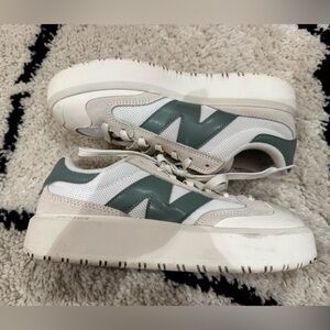 New Balance CT302 Low-Top Platform Sneakers in Green and Cream